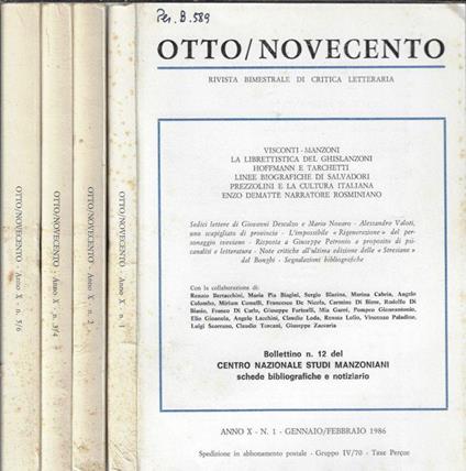 Otto/novecento anno 1986 N. 1, 2, 3-4, 5-6 - Umberto Colombo - copertina