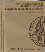 Annali della facoltà di lettere e filosofia Università degli studi di Perugia Volume XVIII nuova serie 1980/1981