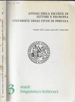 Annali della facoltà di lettere e filosofia Università degli studi di Perugia Volume XXX, nuova serie XVI, 1992/1993