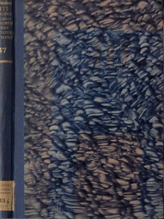 Atti dell'Accademia di Scienze Morali e Politiche in Napoli Volume LXVII (1956) - copertina