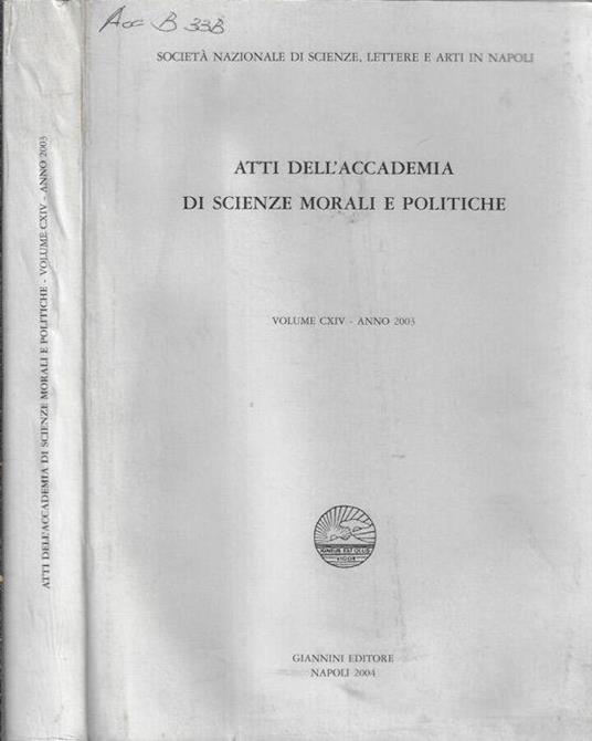 Atti dell'Accademia di Scienze Morali e Politiche volume CXIV anno 2003 - copertina