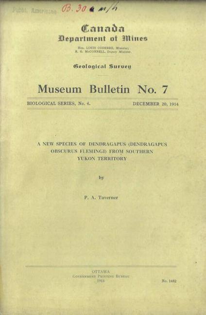 Museum Bulletin No. 7 biological series, No. 4 december 1914 Geological Survey - copertina