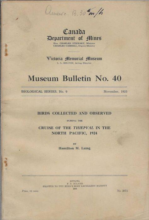 Museum Bulletin No. 40 biological series, No. 9 november 1925 Victoria Memorial Museum - copertina