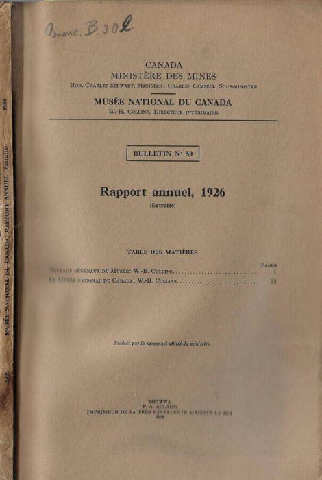 Rapport annuel, 1926 (extrait) - copertina