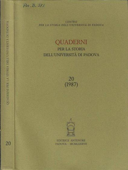Quaderni per la storia dell'Università di Padova 20 (1987) - Lucia Rossetti - copertina