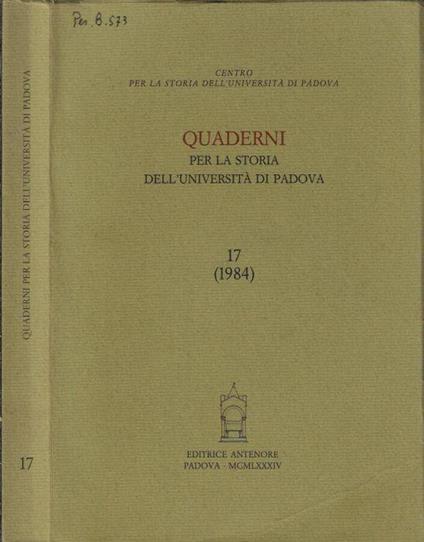 Quaderni per la storia dell'Università di Padova 17 (1984) - Lucia Rossetti - copertina