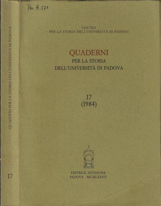 Quaderni per la storia dell'Università di Padova 17 (1984) - Lucia Rossetti - copertina