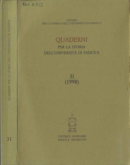 Quaderni per la storia dell'Università di Padova 31 (1998) - copertina