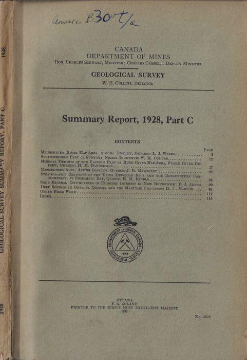 Summary Report, 1928, part C - copertina