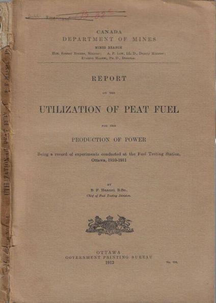 Report on the utilization of peat fuel for the production of power - copertina