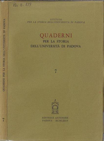 Quaderni per la storia dell'Università di Padova 7 (1974) - Lucia Rossetti - copertina