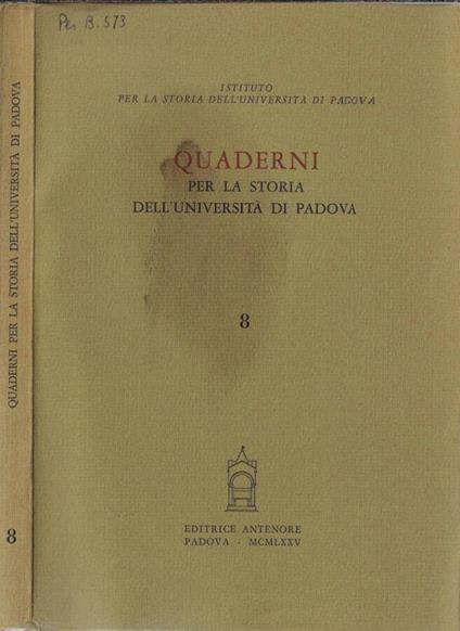 Quaderni per la storia dell'Università di Padova 8 (1975) - Lucia Rossetti - copertina