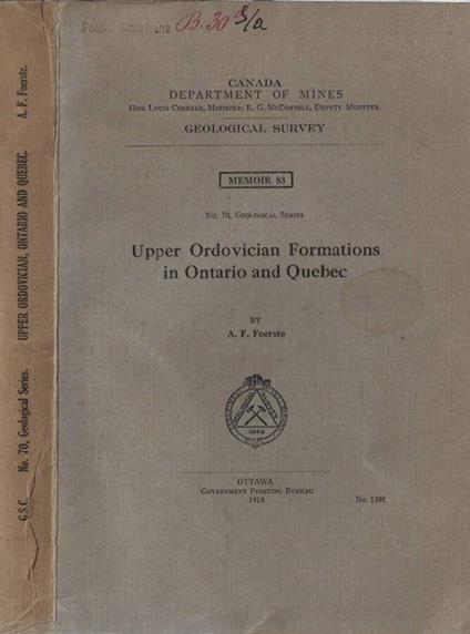 Upper ordovician formations in Ontario and Quebec - copertina