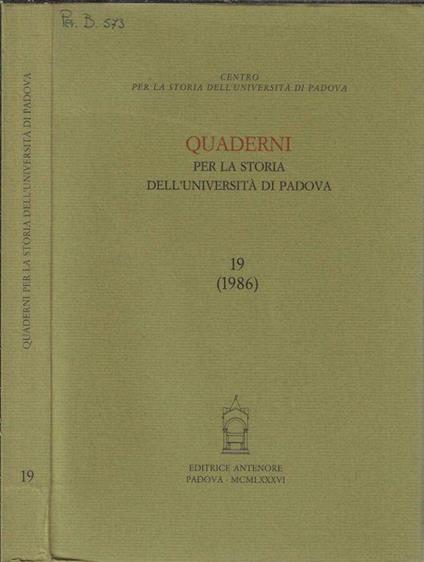 Quaderni per la storia dell'Università di Padova 19 (1986) - Lucia Rossetti - copertina