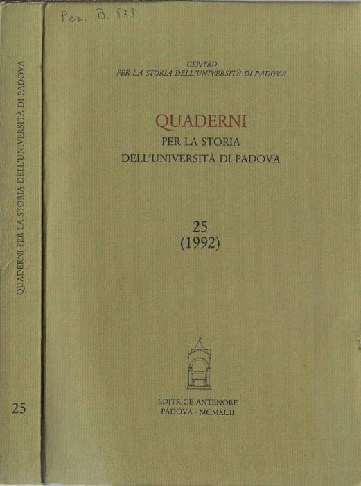 Quaderni per la storia dell'Università di Padova 25 (1992) - copertina
