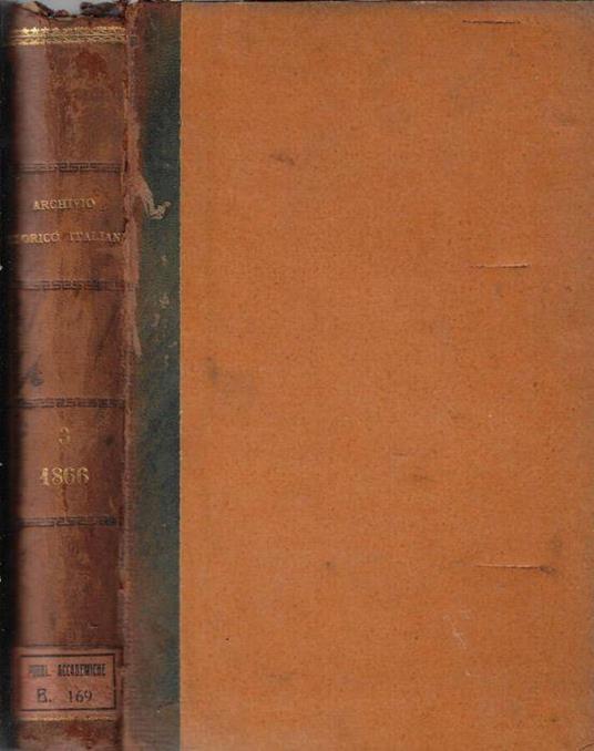 Archivio storico italiano serie III tomo III anno 1866 - copertina