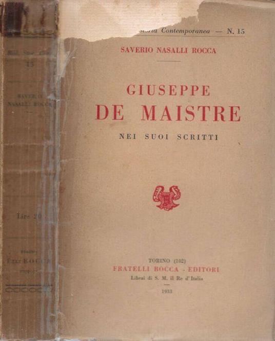 Giuseppe De Maistre nei suoi scritti - copertina