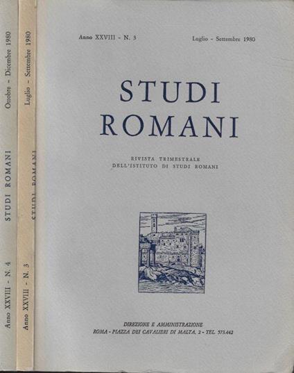 Studi romani n. 3-4 Anno 1980 - copertina