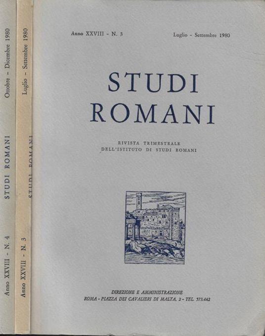 Studi romani n. 3-4 Anno 1980 - copertina