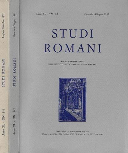 Studi romani Anno 1992 - copertina