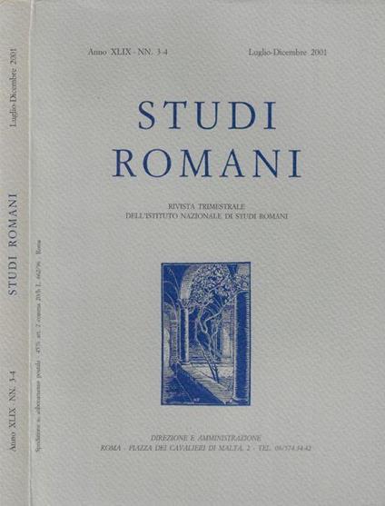 Studi romani nn. 3-4 Anno 2001 - copertina