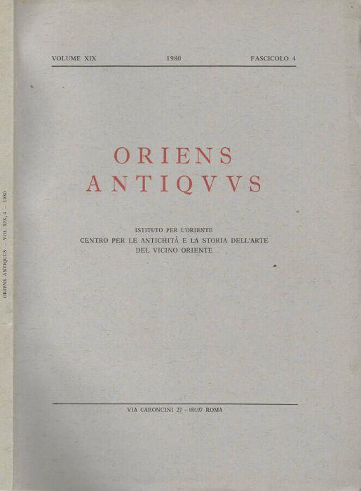 Oriens Antiquus Volume XX 1981 fascicolo 4 - copertina