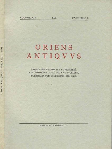 Oriens Antiquus Volume XIV 1975 fascicolo 3 - copertina