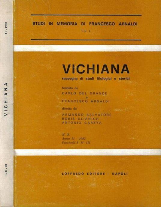 Vichiana. Rassegna di studi filologici e storici, anno 11 - 1982 - Fascicoli I - II - III - copertina