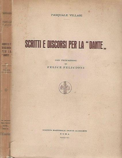 Scritti e discorsi per la "Dante" - Pasquale Villari - copertina