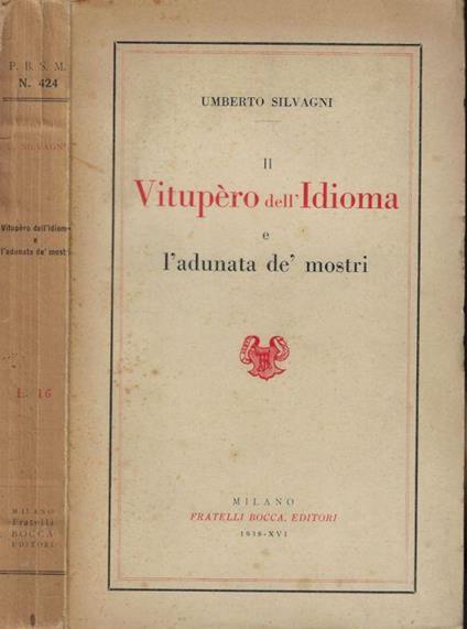Il vitupèro dell'Idioma e l'adunata de' mostri - Umberto Silvagni - copertina