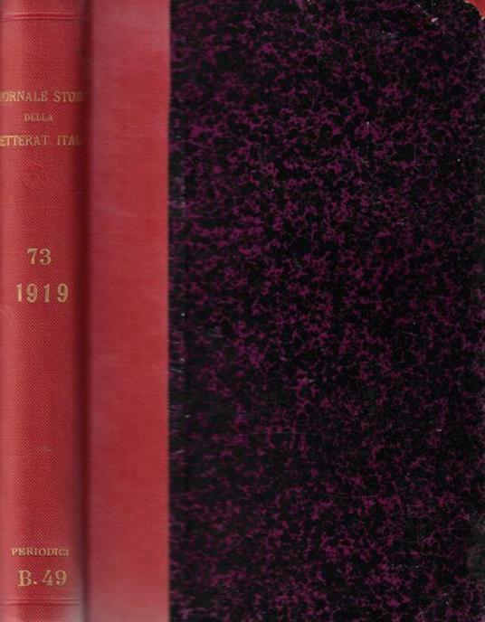 Giornale storico della letteratura italiana Volume LXXIII 1919 - Vittorio Cian - copertina