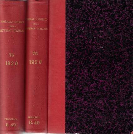 Giornale storico della letteratura italiana Volume LXXV – LXXVI 1920 - Vittorio Cian - copertina