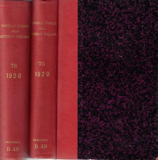 Giornale storico della letteratura italiana Volume LXXV – LXXVI 1920 - Vittorio Cian - copertina