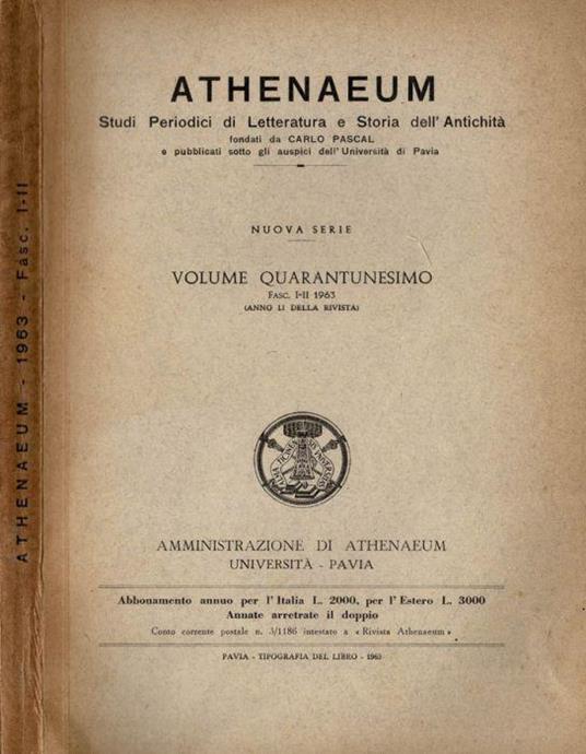 Athenaeum - 1963 - copertina
