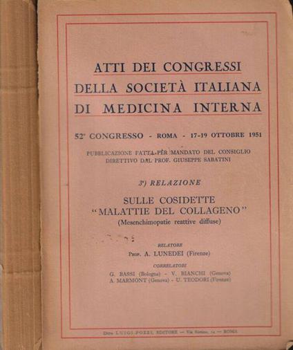 Atti dei Congressi della Società Italiana di Medicina Interna 52° Congresso- 52° Congresso - copertina
