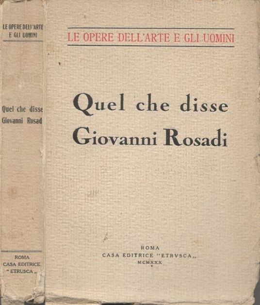 Quel che disse Giovanni Rosadi - copertina