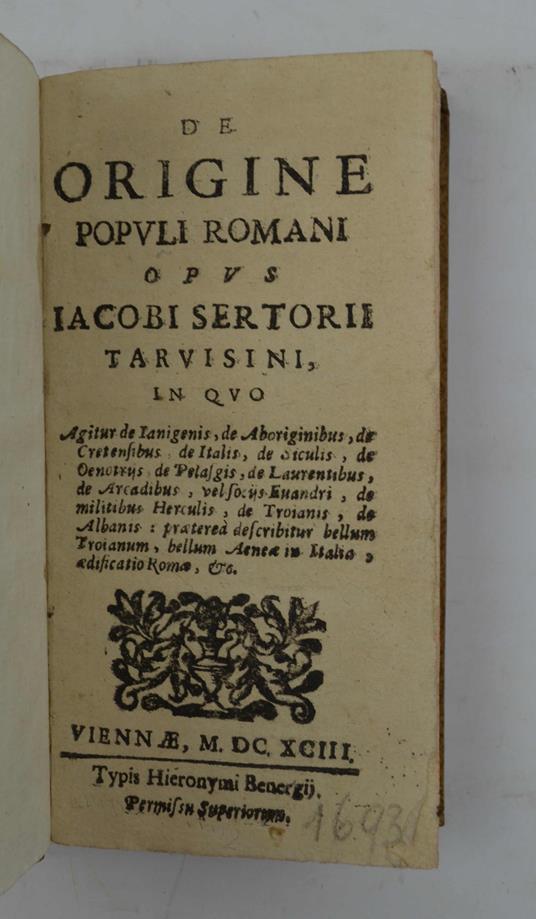 De Origine populi romani… - copertina