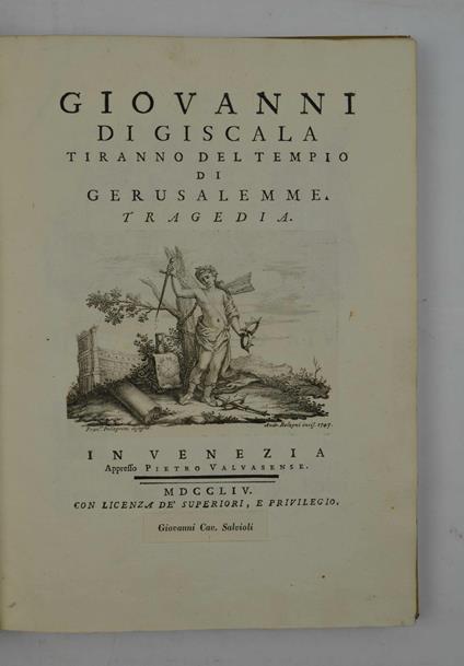 Giovanni di Giscala tiranno del tempio di Gerusalemme. Tragedia - copertina