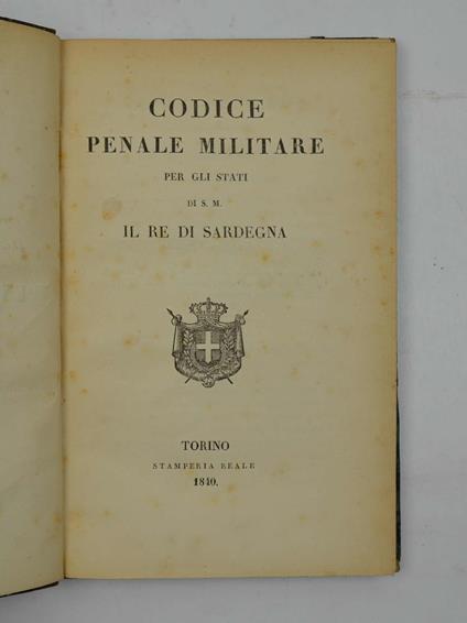 Codice penale militare per gli Stati di S.M. il Re di Sardegna - copertina