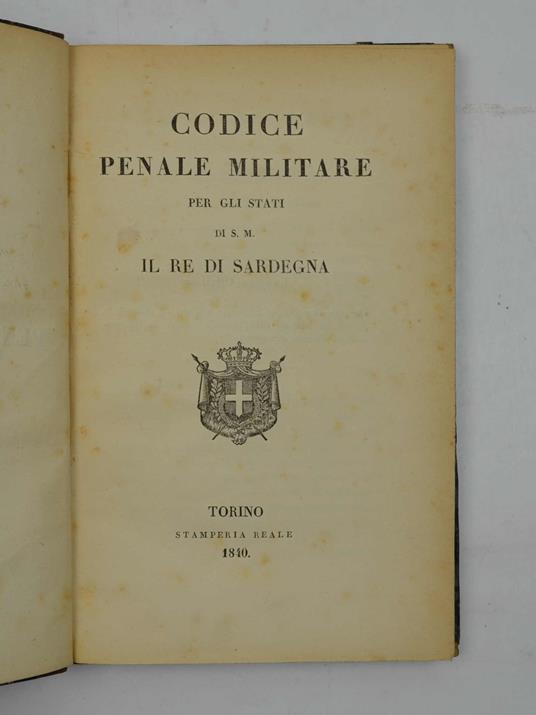 Codice penale militare per gli Stati di S.M. il Re di Sardegna - copertina