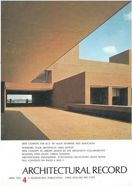 Architectural Record N. 4, April 1971. Building types study: Urban housing - copertina