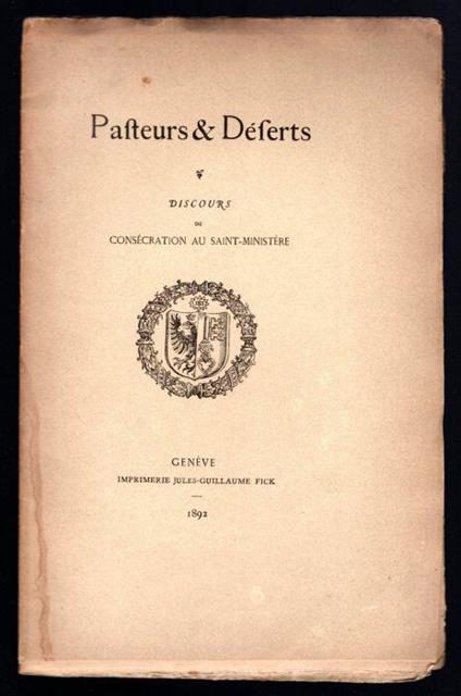 Pafteurs & Deferts. Discours de Consecration au Saint-Ministere - P. Bortier - copertina