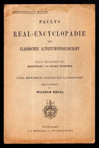 Real-Enciclopadie der Classischen altertumswissenschaft - Wilhelm Kroll - copertina