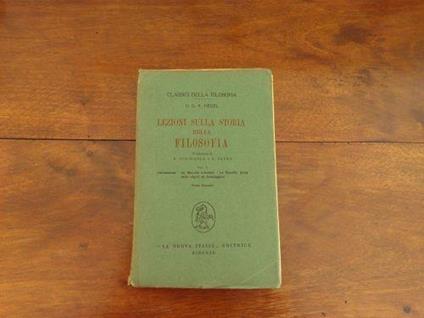Lezioni sulla storia della filosofia vol I - Friedrich Hegel - copertina