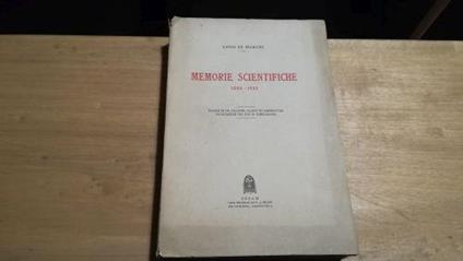 Memorie scientifiche - Luigi De Marchi - copertina