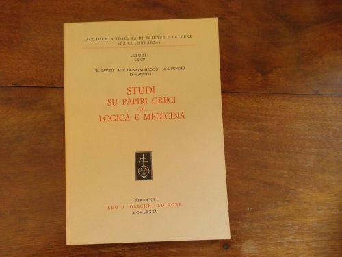 Studi su papiri greci di logica e medicina - copertina