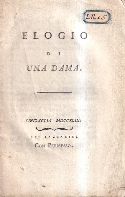 Elogio di una Dama - Antonio Gabriele - copertina