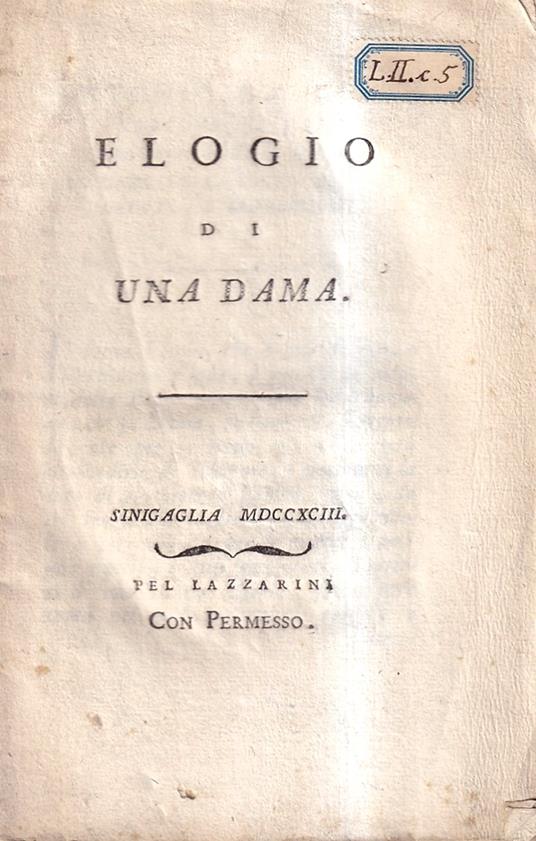 Elogio di una Dama - Antonio Gabriele - copertina