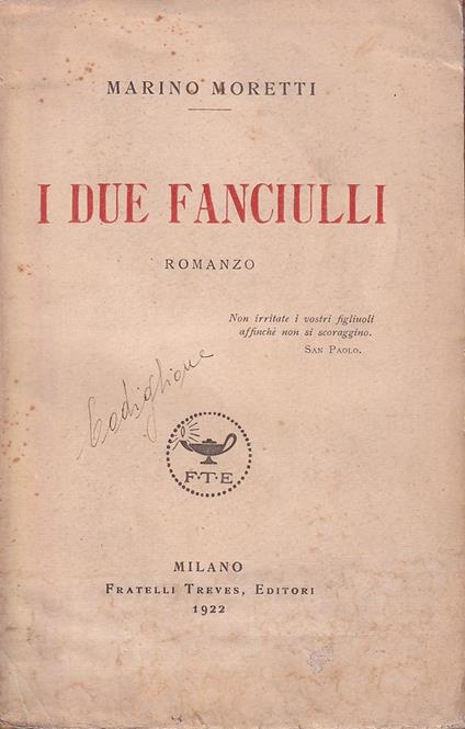 I Due Fanciulli. Romanzo - Marino Moretti - copertina