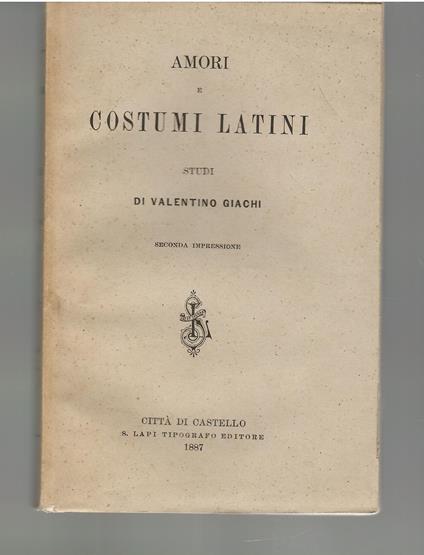 Amori e Costumi Latini - copertina